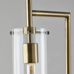 Floor Lamps-Kirkland's Home Bronze Glass Cylinder Shade Floor Lamp Clear