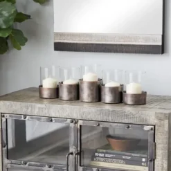 Candle Holders-Kirkland's Home Bronze Iron Runner Brown