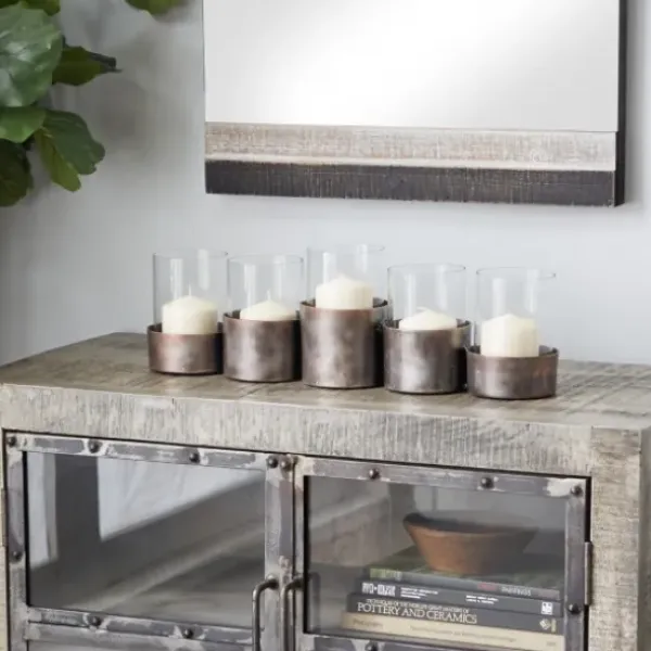 Candle Holders-Kirkland's Home Bronze Iron Runner Brown