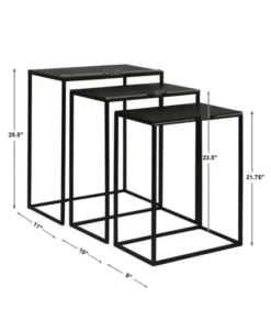 Accent & End Tables-Kirkland's Home Bronze Metal Nesting Side Tables, Set Of 3 Black