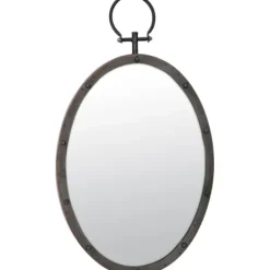 Decorative Mirrors-Kirkland's Home Bronze Metal Oval Ring And Rivet Trim Mirror