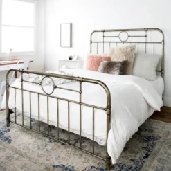 Beds & Headboards-Kirkland's Home Bronze Metal Pipe Queen Bed Gold