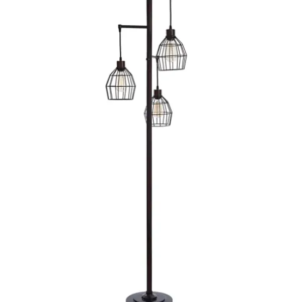 Floor Lamps-Kirkland's Home Bronze Metal 3-Tier Floor Lamp Brown