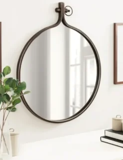 Decorative Mirrors-Kirkland's Home Bronze Metal Yitro Wall Mirror Brown