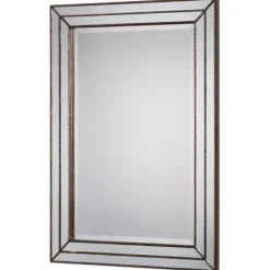 Decorative Mirrors-Kirkland's Home Bronze Metallic Grooved Texture Wall Mirror Brown