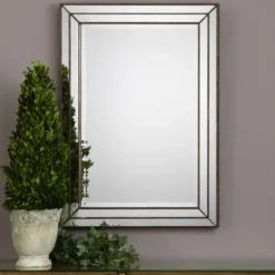 Decorative Mirrors-Kirkland's Home Bronze Metallic Grooved Texture Wall Mirror Brown