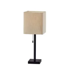 Table Lamps-Kirkland's Home Bronze Monochrome Square Table Lamp Black/Tan