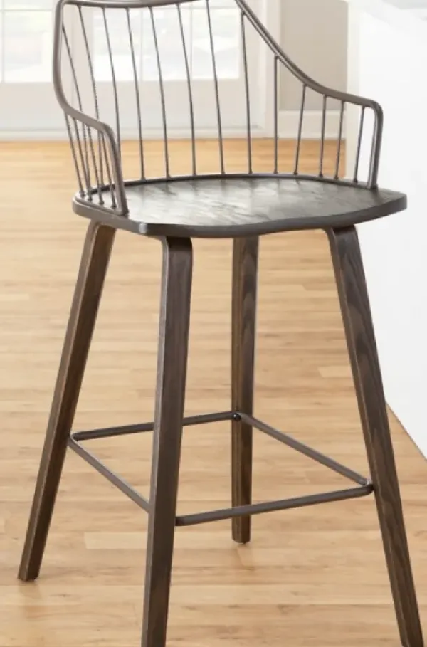 Bar Stools & Counter Height Stools-Kirkland's Home Bronze Poplar Wood Counter Stool Brown