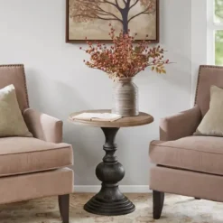 Accent & End Tables-Kirkland's Home Brown And Black Wooden Hemlock Accent Table Brown/Black