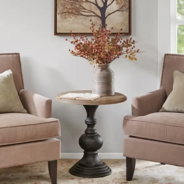 Accent & End Tables-Kirkland's Home Brown And Black Wooden Hemlock Accent Table Brown/Black