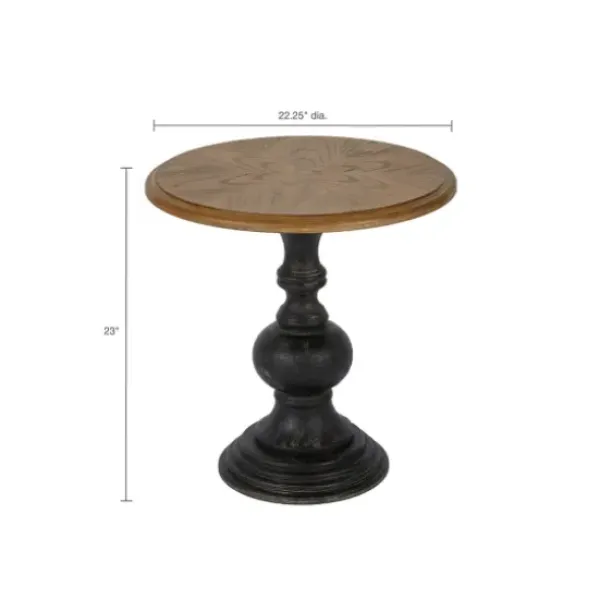 Accent & End Tables-Kirkland's Home Brown And Black Wooden Hemlock Accent Table Brown/Black