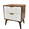Nightstands-Kirkland's Home Brown And White Wood 2-Drawer Nightstand