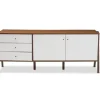 Cabinets & Sideboards-Kirkland's Home Brown And White Wood Mid-Century Modern Sideboard
