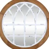 Decorative Mirrors-Kirkland's Home Brown And Wooden Round Windowpane Mirror White
