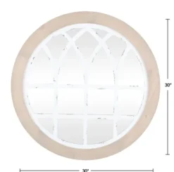 Decorative Mirrors-Kirkland's Home Brown And Wooden Round Windowpane Mirror White