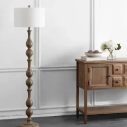 Floor Lamps-Kirkland's Home Brown Carved Spindle Floor Lamp White