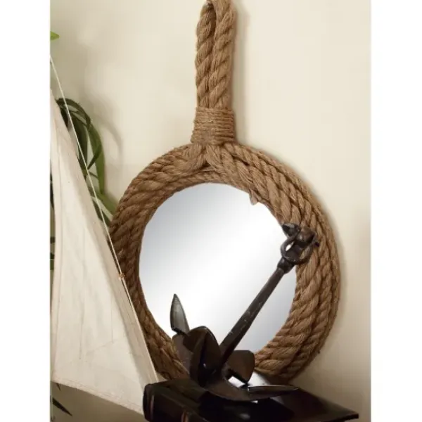 Decorative Mirrors-Kirkland's Home Brown Cora Jute Wall Mirrors, Set Of 3