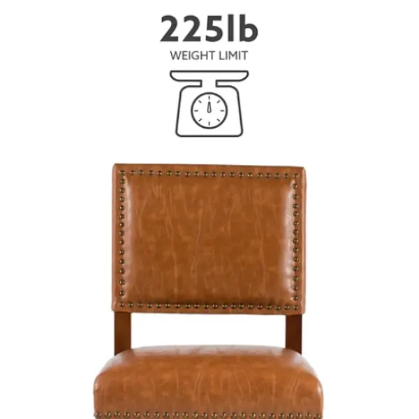 Bar Stools & Counter Height Stools-Kirkland's Home Brown Faux Leather Square Classic Counter Stool Tan
