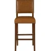 Bar Stools & Counter Height Stools-Kirkland's Home Brown Faux Leather Square Classic Bar Stool Tan