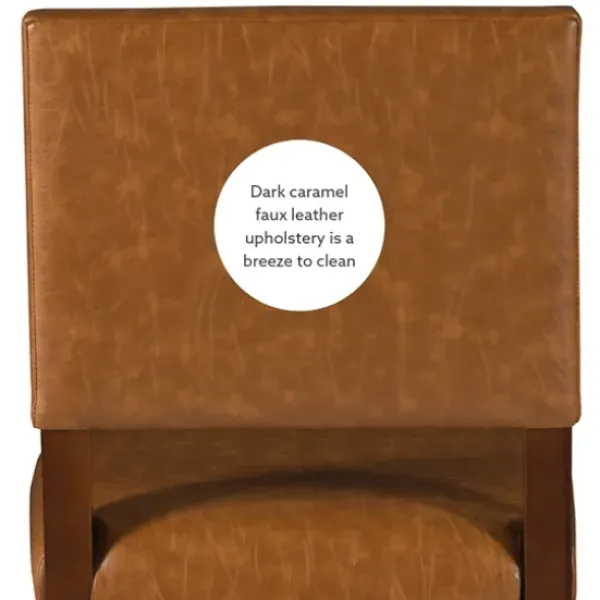 Bar Stools & Counter Height Stools-Kirkland's Home Brown Faux Leather Square Classic Bar Stool Tan