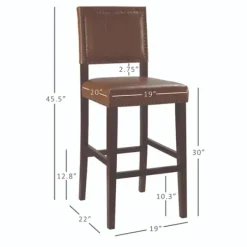 Bar Stools & Counter Height Stools-Kirkland's Home Brown Faux Leather Square Classic Bar Stool Tan