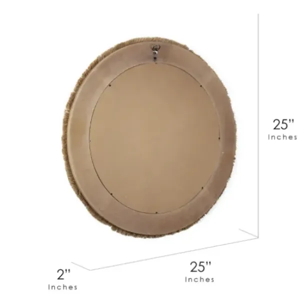 Decorative Mirrors-Kirkland's Home Brown Fringe Jute Round Wall Mirror