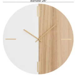 Clocks-Kirkland's Home Brown Neutral Element Wall Clock White
