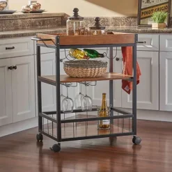 Kitchen Islands & Bar Carts-Kirkland's Home Brown Norcross Industrial Rolling Bar Cart