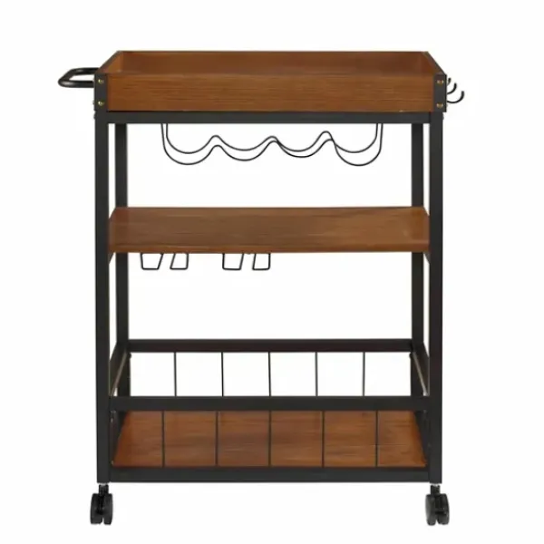 Kitchen Islands & Bar Carts-Kirkland's Home Brown Norcross Industrial Rolling Bar Cart