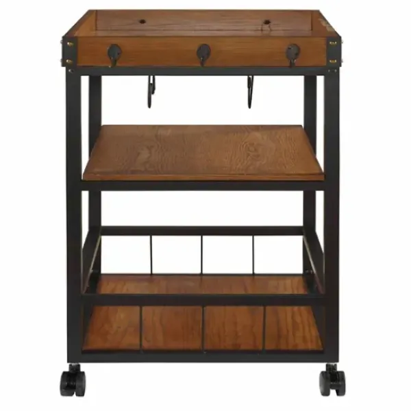 Kitchen Islands & Bar Carts-Kirkland's Home Brown Norcross Industrial Rolling Bar Cart