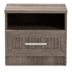 Nightstands-Kirkland's Home Brown Oak Wood Finish Open Shelf Nightstand