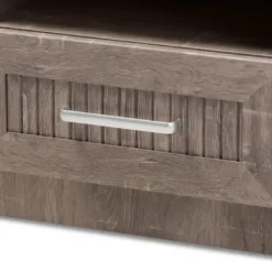 Nightstands-Kirkland's Home Brown Oak Wood Finish Open Shelf Nightstand