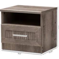 Nightstands-Kirkland's Home Brown Oak Wood Finish Open Shelf Nightstand