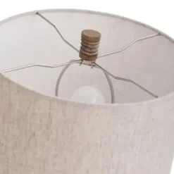 Table Lamps-Kirkland's Home Brown Ribbed Wood Finish Table Lamp Tan