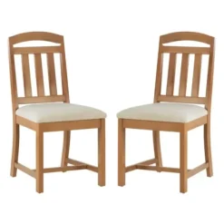 Dining Chairs-Kirkland's Home Brown Slatted Upholstered Dining Chairs, Set Of 2 Brown/White