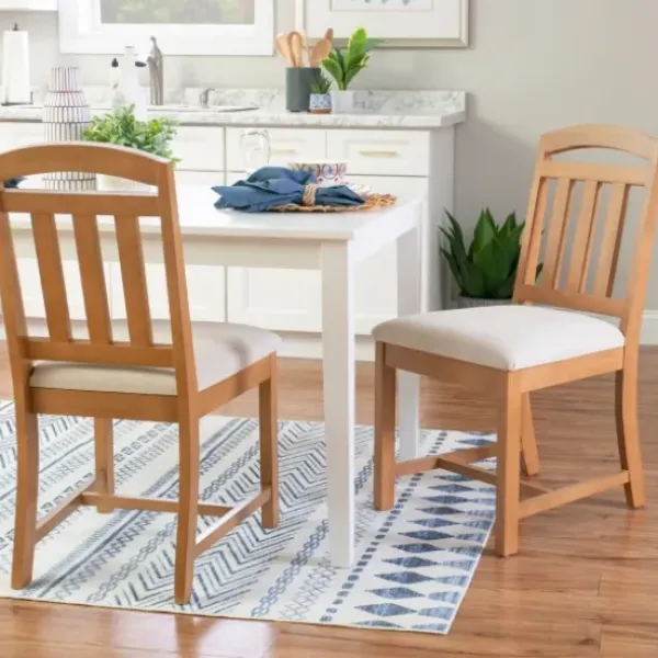 Dining Chairs-Kirkland's Home Brown Slatted Upholstered Dining Chairs, Set Of 2 Brown/White