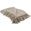 Blankets & Throws-Kirkland's Home Brown Stone Square Stripes Throw Brown/White