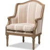 Accent Chairs-Kirkland's Home Brown Striped Upholstered Accent Chair Brown/Tan/White
