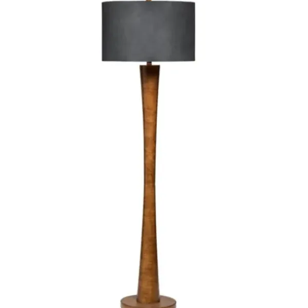 Floor Lamps-Kirkland's Home Brown Tapered Base Velvet Shade Floor Lamp Gray