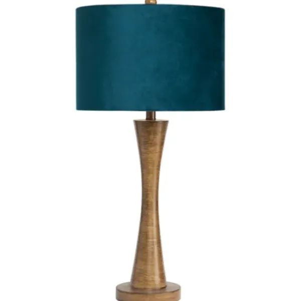 Table Lamps-Kirkland's Home Brown Tapered Base Velvet Shade Table Lamp Blue
