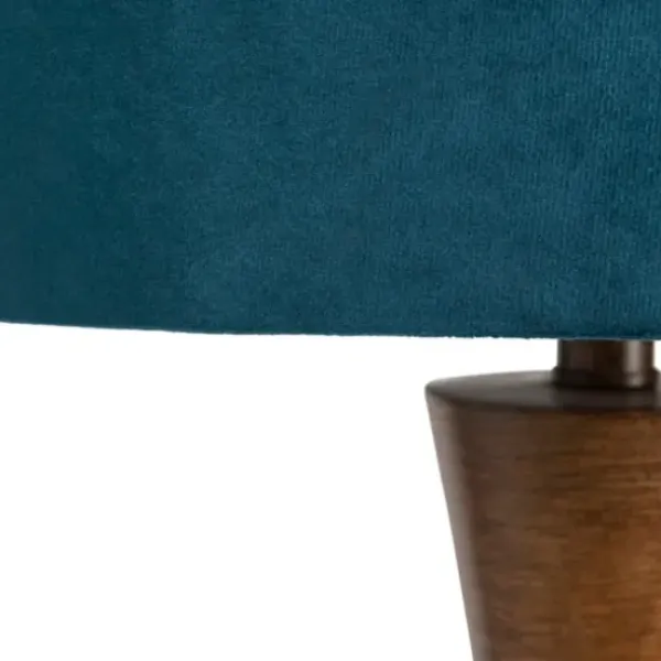 Table Lamps-Kirkland's Home Brown Tapered Base Velvet Shade Table Lamp Blue