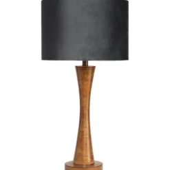 Table Lamps-Kirkland's Home Brown Tapered Base Velvet Shade Table Lamp Gray