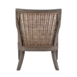 Accent Chairs-Kirkland's Home Brown Wicker Wood Curved Back Accent Chair White