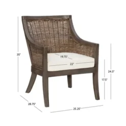 Accent Chairs-Kirkland's Home Brown Wicker Wood Curved Back Accent Chair White