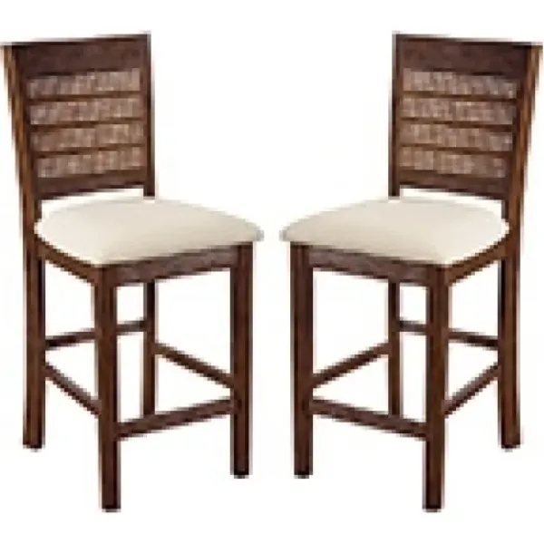 Bar Stools & Counter Height Stools-Kirkland's Home Brown Wilbur Cane Back Counter Stools, Set Of 2 Brown/White