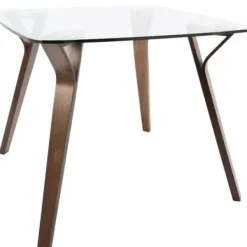 Dining Tables-Kirkland's Home Brown Wood & Glass Midcentury Modern Dining Table Brown/Clear