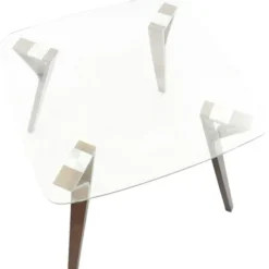 Dining Tables-Kirkland's Home Brown Wood & Glass Midcentury Modern Dining Table Brown/Clear