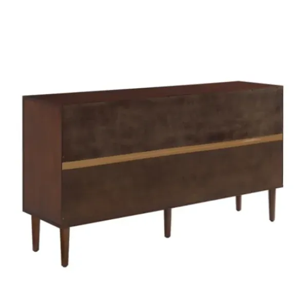 Cabinets & Sideboards-Kirkland's Home Brown Wood And Gold 4-Door Cabinet