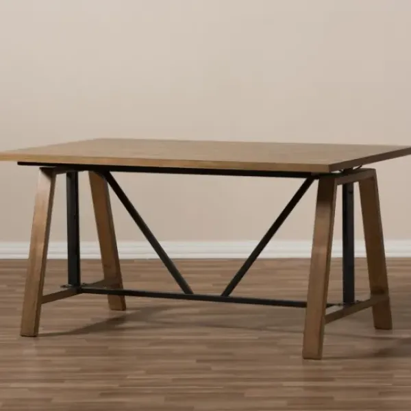 Office Furniture-Kirkland's Home Brown Wood And Metal Linear Base Desk