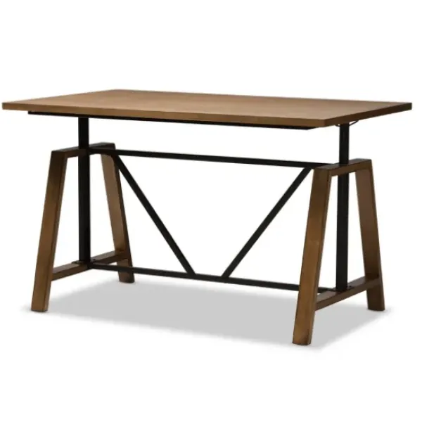 Office Furniture-Kirkland's Home Brown Wood And Metal Linear Base Desk